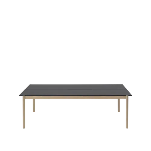 Linear System Table 110x240 cm in Black Nanolaminate/Oak