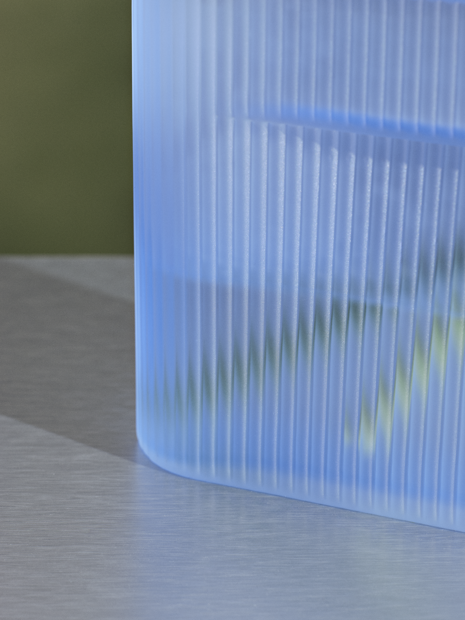Ridge Vase Frosted Glass in Light Blue