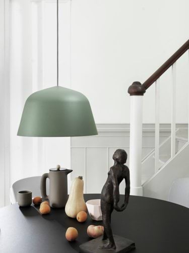 Ambit Pendant Lamp Ø40 - Dusty Green. Base Table Round - Black.