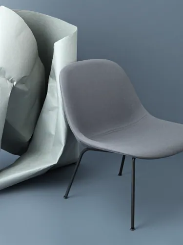 Fiber Lounge Chair Tube Base in Divina 154/Black