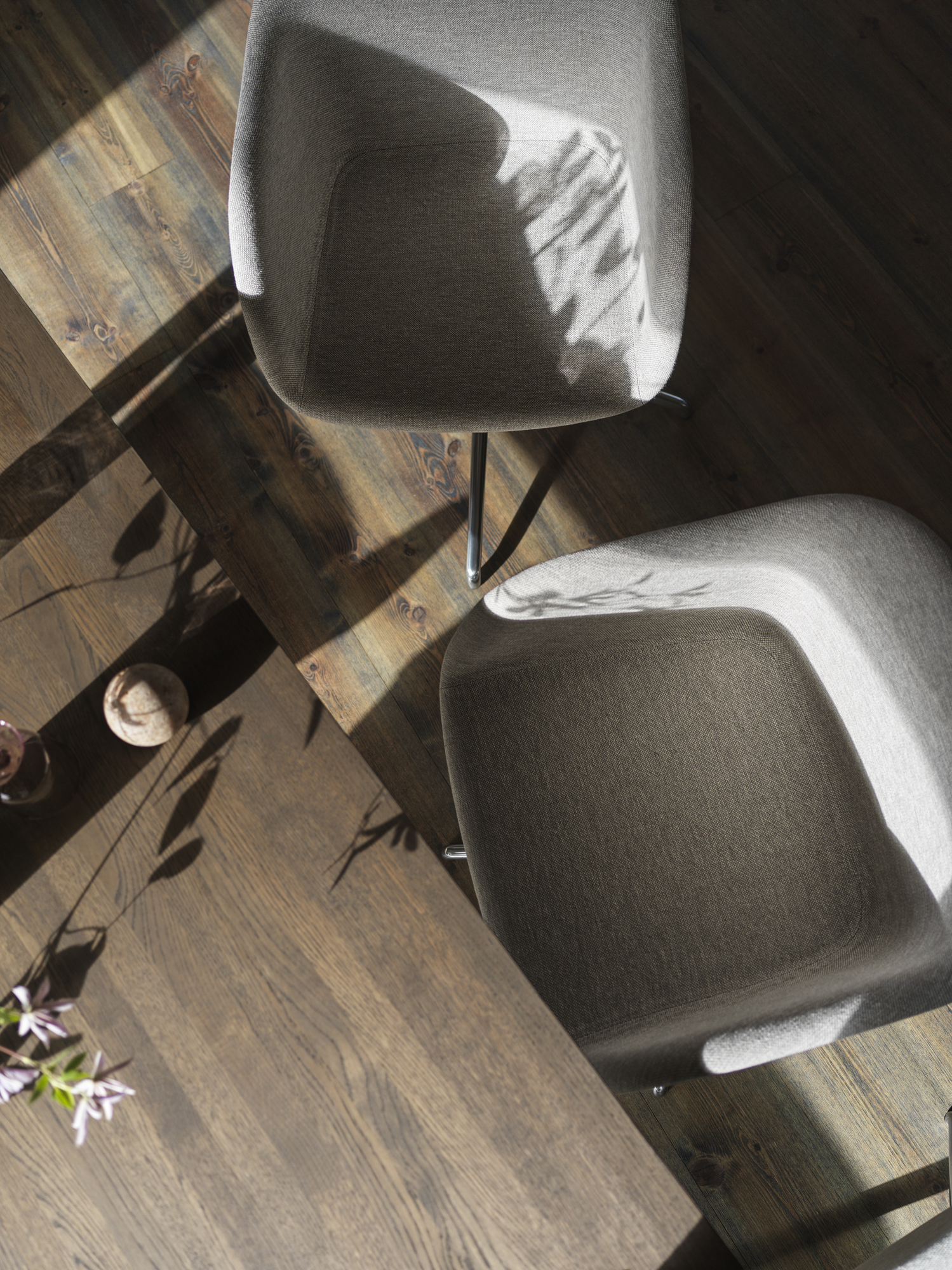 Fiber Armchair Swivel Chrome/Clay 12, 70/70 Smoked Oak