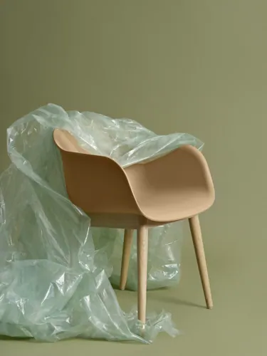 Fiber Armchair Tube Base in Ochre