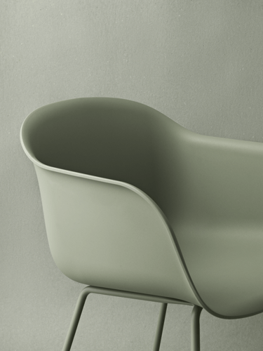 Fiber Armchair Tube Base in Dusty Green