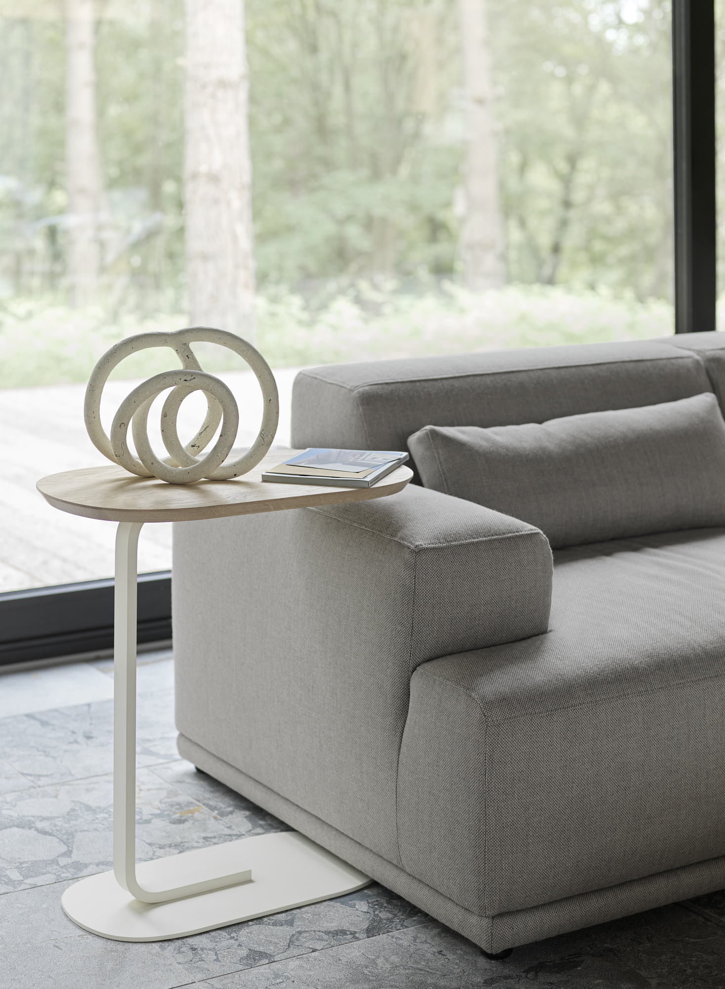 Connect Soft Modular Sofa Rewool 128, Relate H60 cm Solid Oak/Off-White.