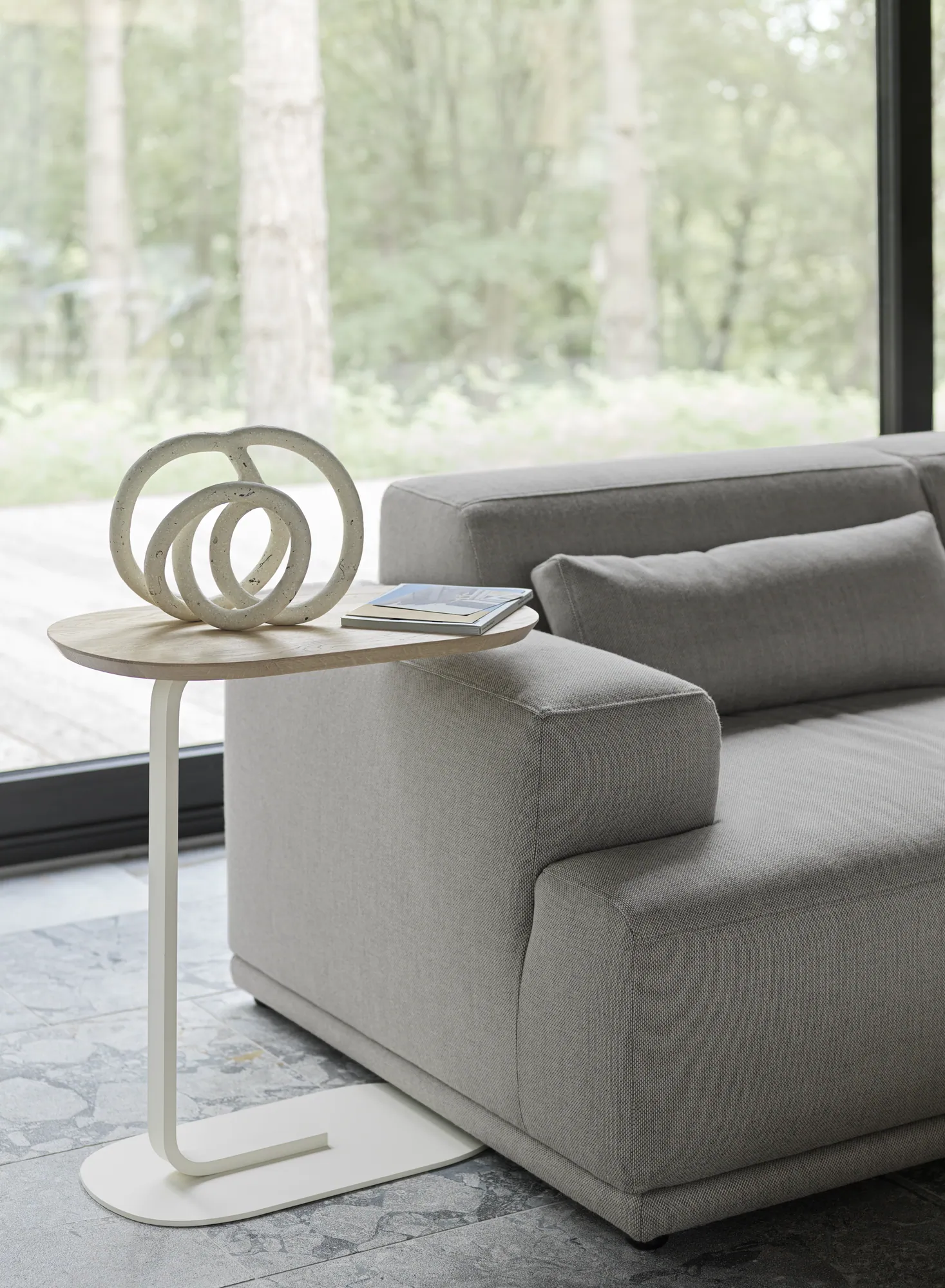 Connect Soft Modular Sofa Rewool 128, Relate H60 cm Solid Oak/Off-White.