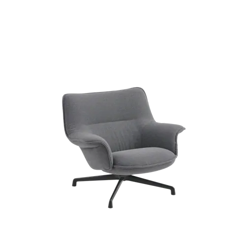 Packshot image of Muuto Doze Lounge Chair Low Back Swivel Base in Ocean 80/Anthracite
