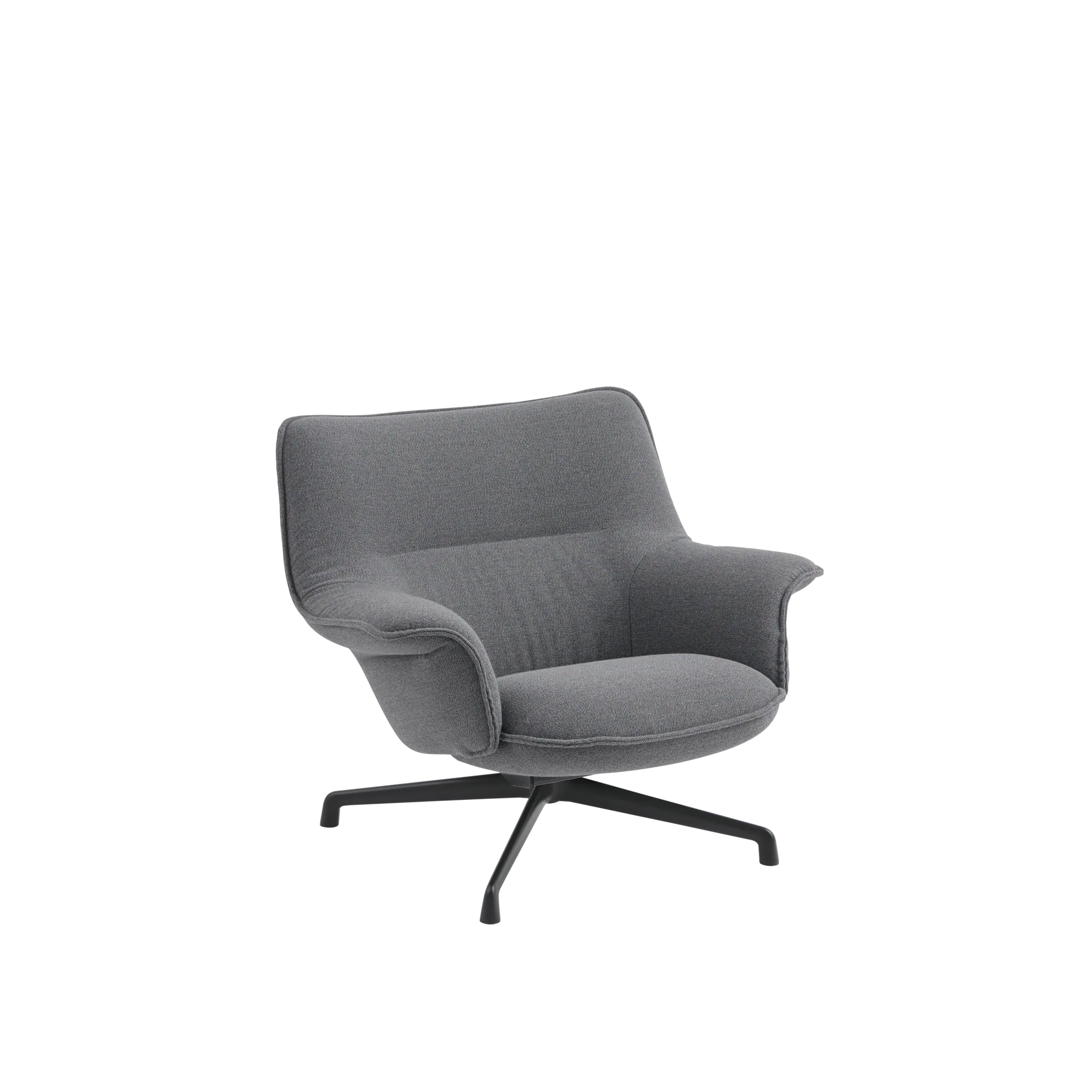Packshot image of Muuto Doze Lounge Chair Low Back Swivel Base in Ocean 80/Anthracite