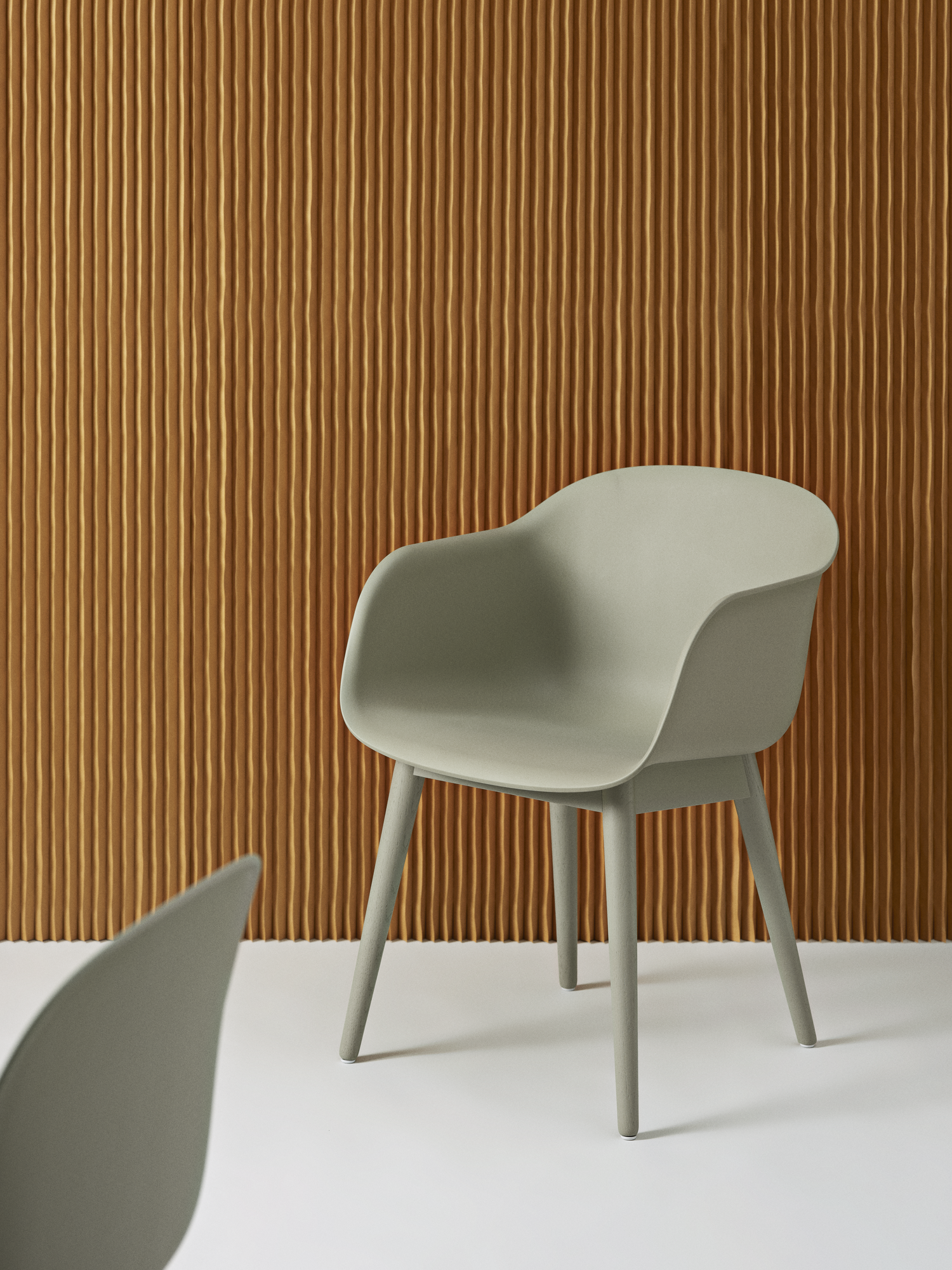 Fiber Armchair Tube Base in Dusty Green