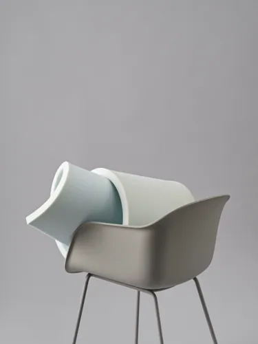 Fiber Armchair Tube Base in Grey