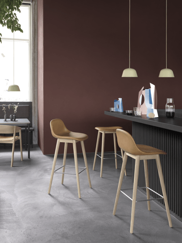 Fiber Bar Stool Wood Base - 75 cm / 29.5"