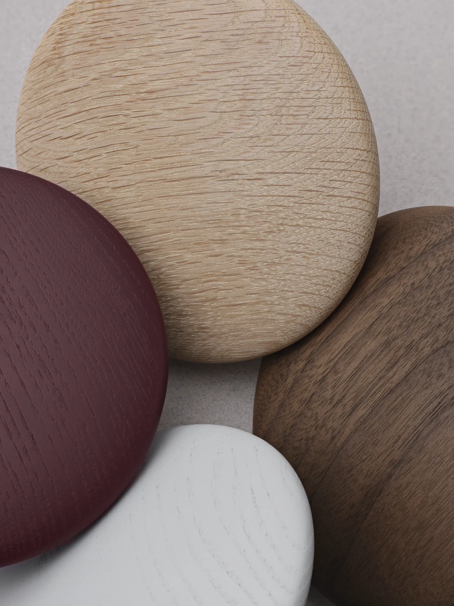 Dots Wood in Burgundy, Grey, Oak, Walnut