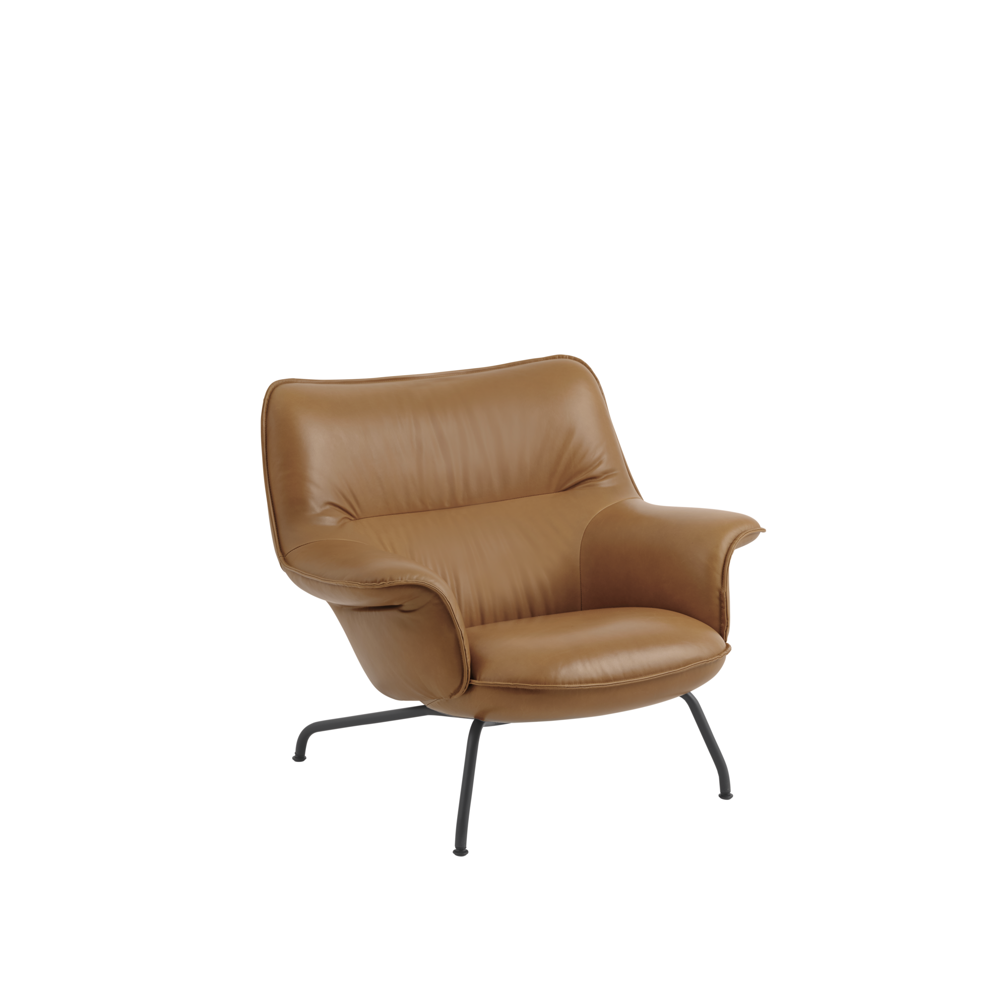 Packshot image of Muuto Doze Lounge Chair Low Back Tube Base in Refine Leather Cognac/Anthracite