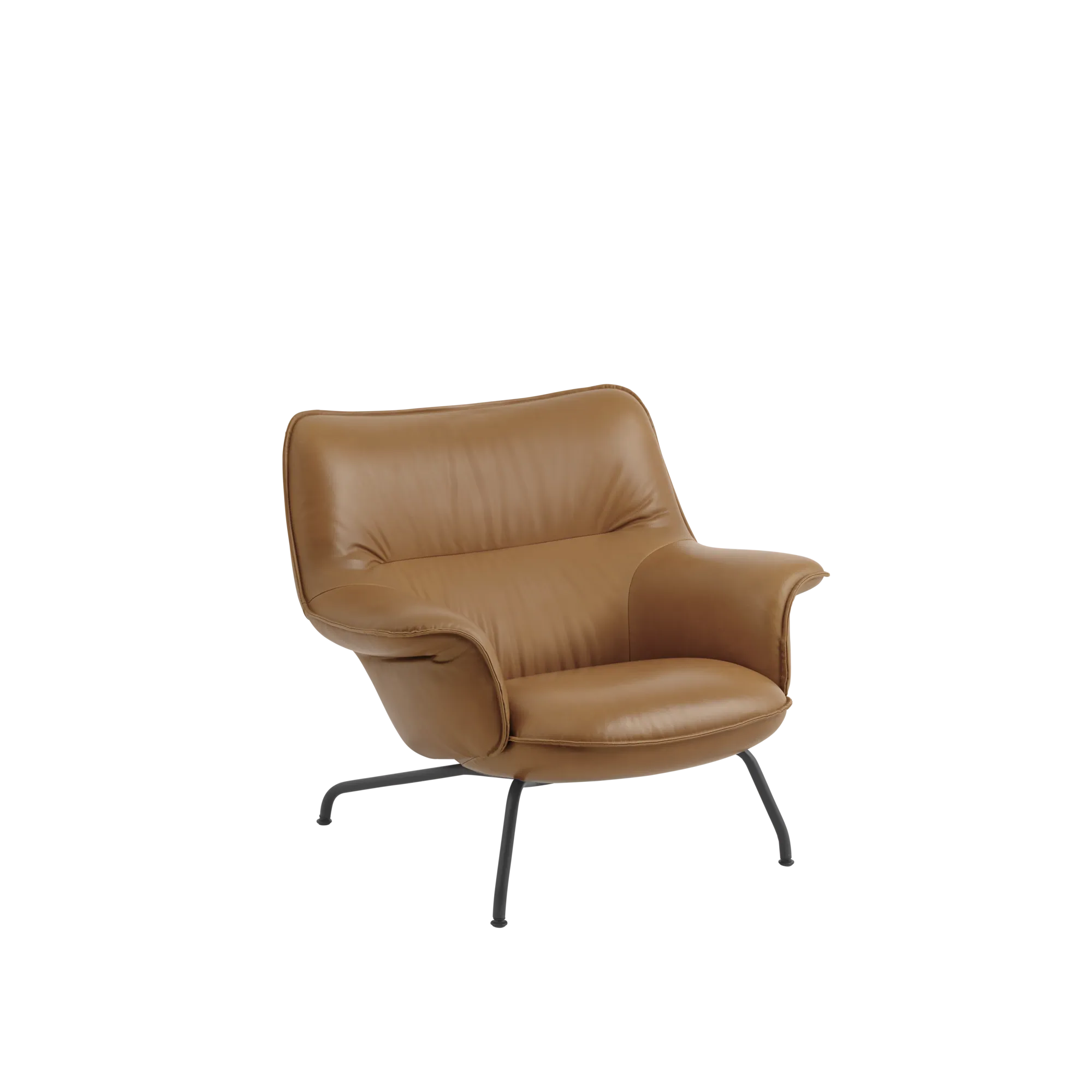 Packshot image of Muuto Doze Lounge Chair Low Back Tube Base in Refine Leather Cognac/Anthracite