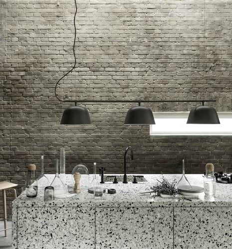 Ambit Rail Lamp - Black. Bisu Bar Stool - Oak. Corky Series - Clear, Grey.