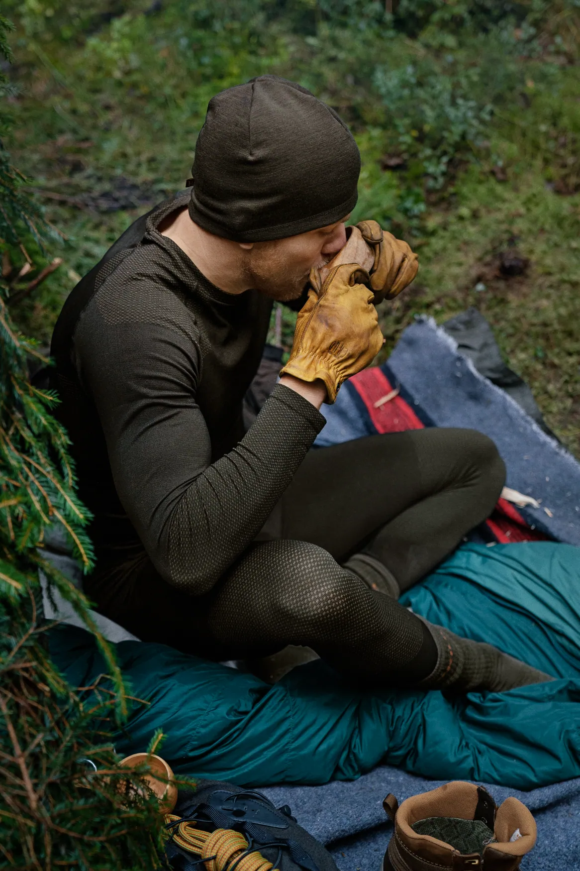 Harkila Base Active Long Johns Dark Willow Green X-Small