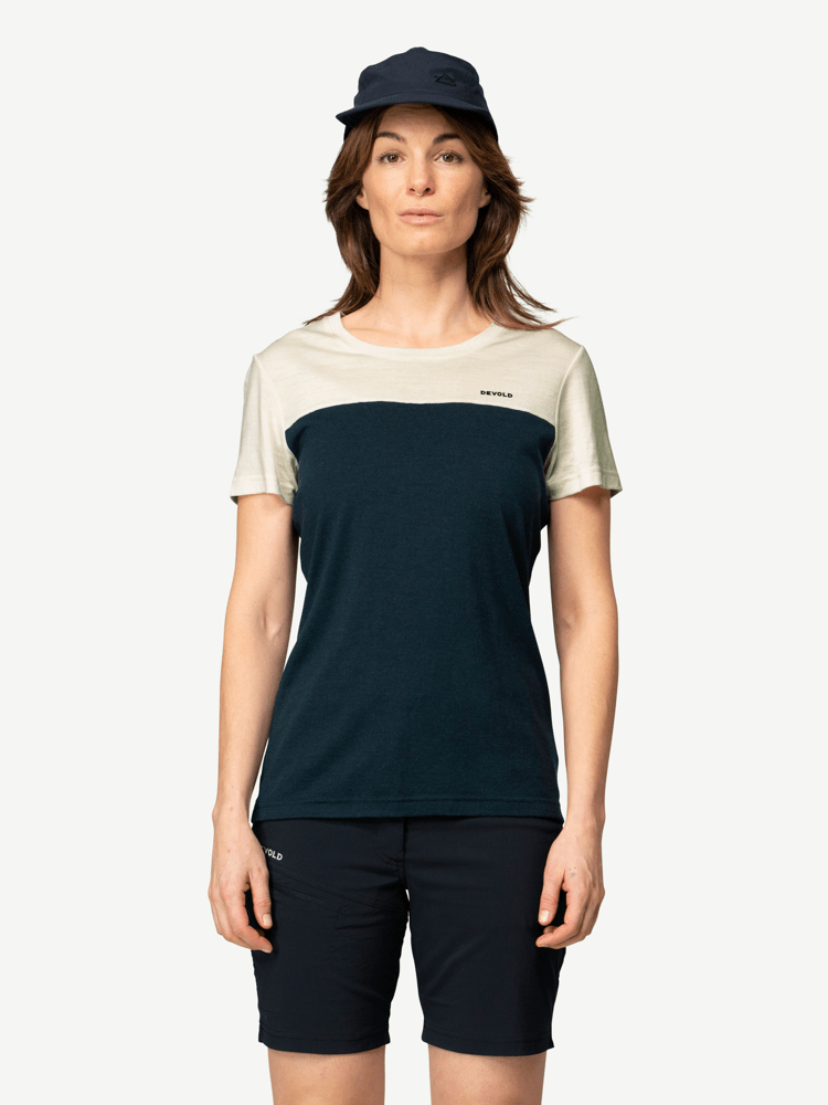 Devold - Classic Linear T-skjorte Dame - XS - Hvit