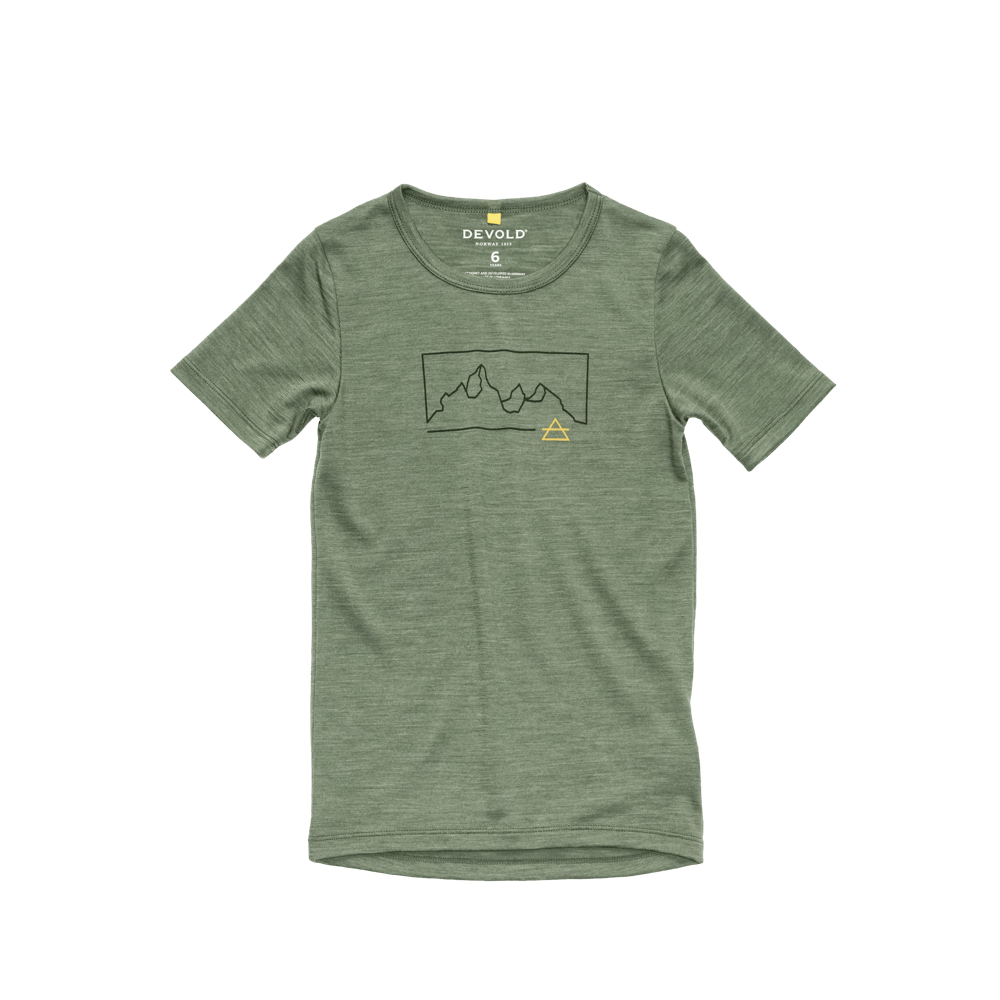 Devold - Active Outline T-skjorte Barn - Size 8 - Gr&oslash;nn