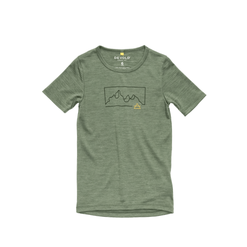 Devold - Active Outline T-skjorte Barn - Size 8 - Grønn