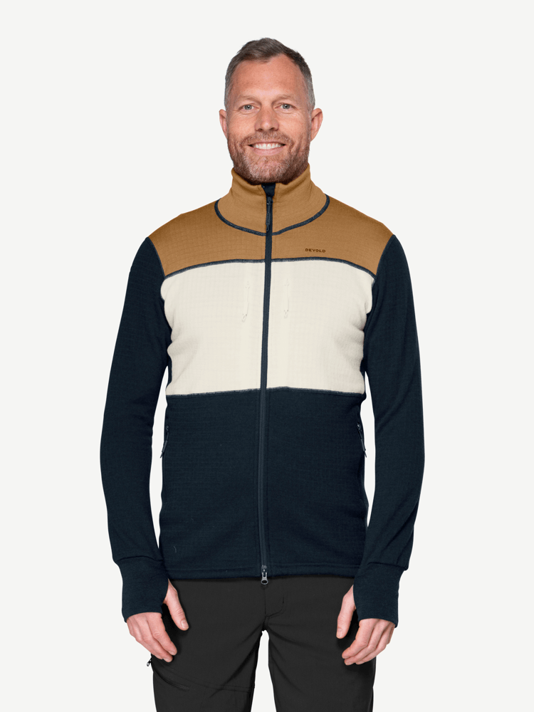 Devold - Egga Grid Merino Jakke Herre - XXL - Beige