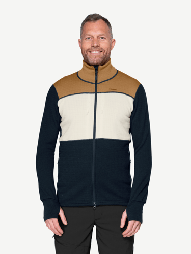 Devold Men's Egga Grid Merino Jacket Wheat/Raw White/Ink
