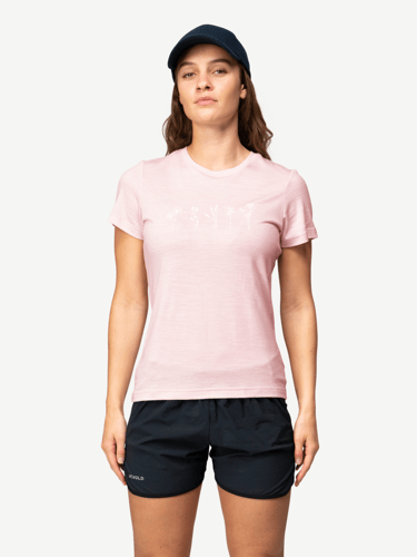 Devold - Classic  Flowers T-skjorte Dame - Large - Rosa
