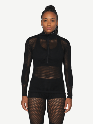 Devold - Wool Mesh Pro Zip Neck Dame - Medium - Svart