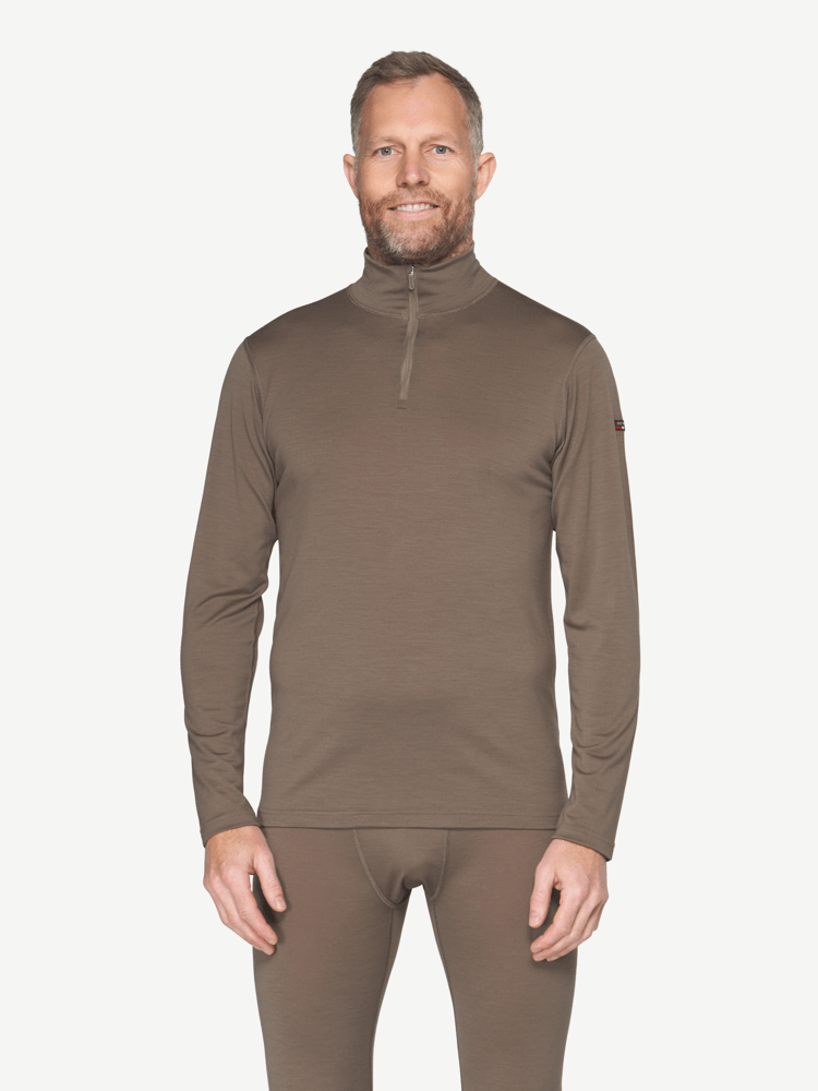 Devold - Breeze Merino 150 Zip Neck Herre - Small - Brun