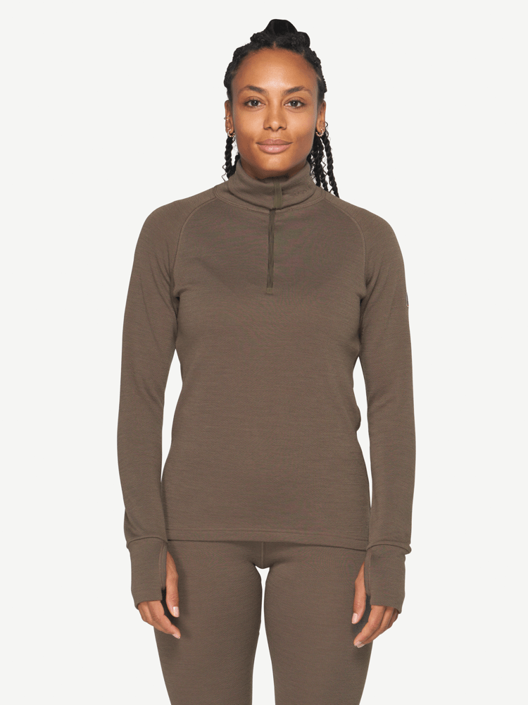 Devold - Expedition Merino 235 Zipneck Dame - Medium - Brun