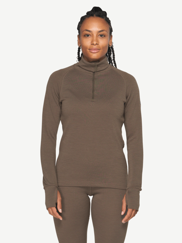 Devold - Expedition Merino 235 Zipneck Dame - Large - Brun