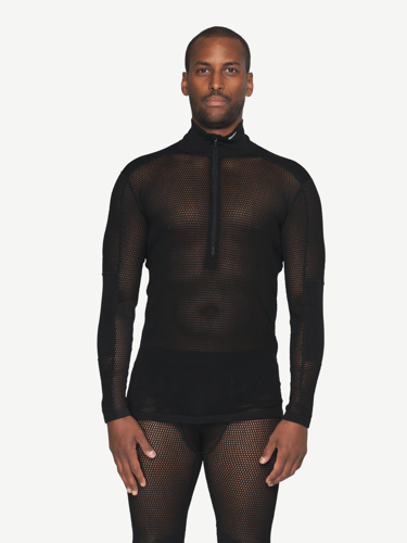 Devold - Wool Mesh Pro Zip Neck Herre - Large - Svart