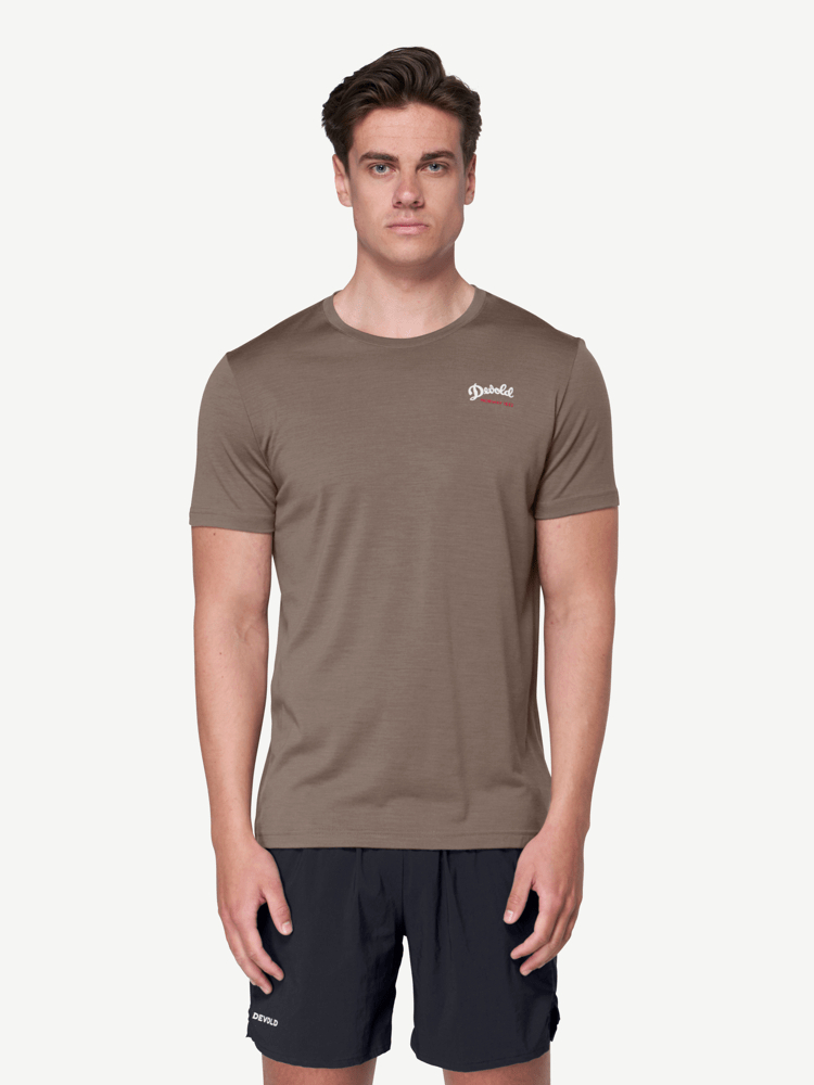 Devold - Classic Script T-skjorte Herre - Large - Brun