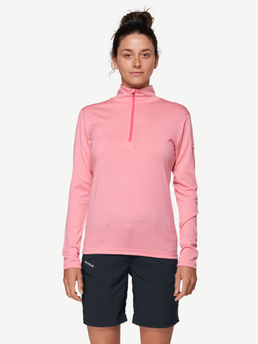 Devold - Breeze Plus Merino 200 Zip Neck Dame - Large - Rosa