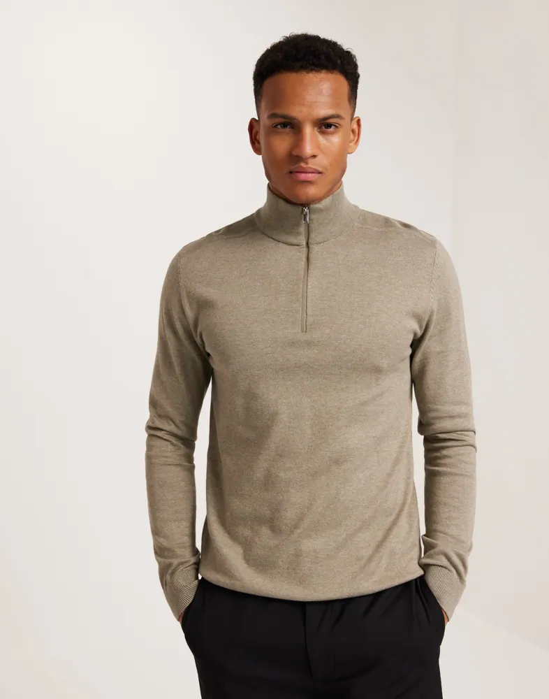 Buy Selected Men SLHBERG HALF ZIP CARDIGAN NOOS Vetiver Melange