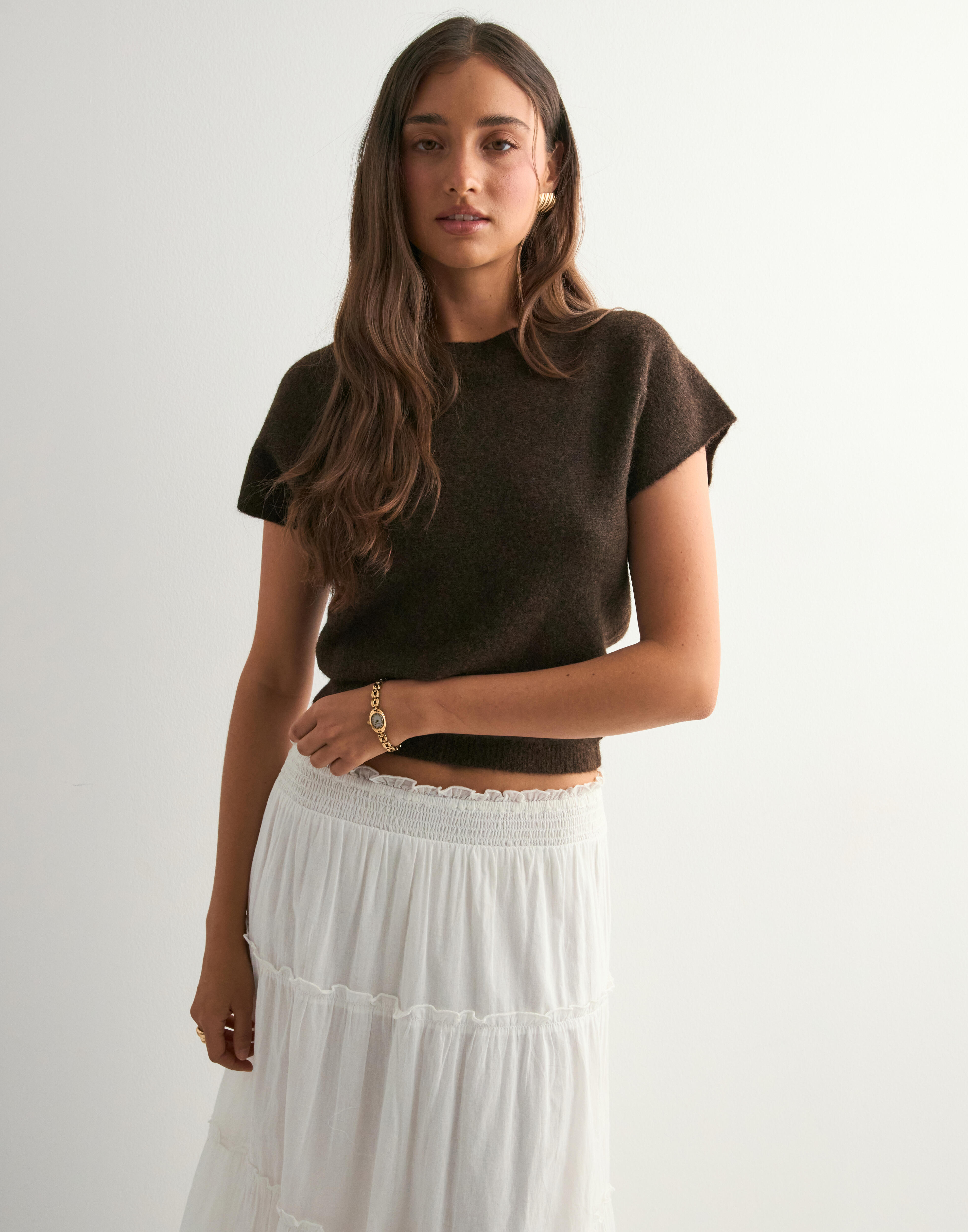 Buy Nelly Wide Neck Knit Top - Brown | Nelly.com