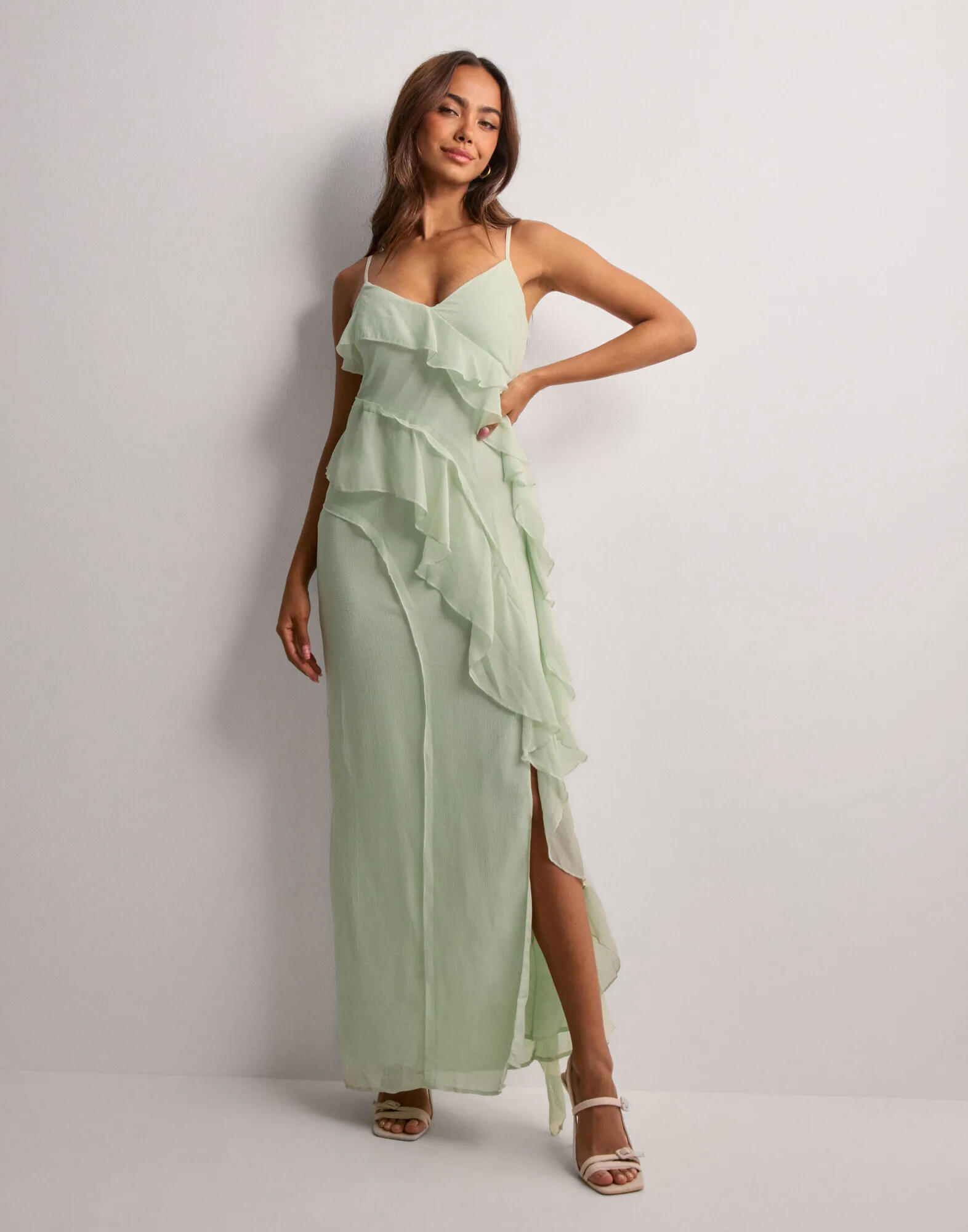 gina ruched frill maxi dress Ray Of Light Halterneck Lemon and a convenient back zip closure gina ruched frill maxi dress