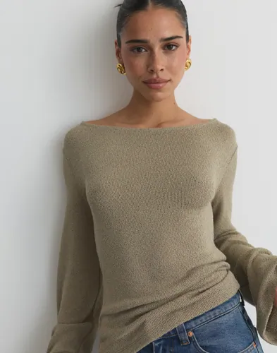 Nelly - Grøn - Gorgeous Wide Sleeve Sweater