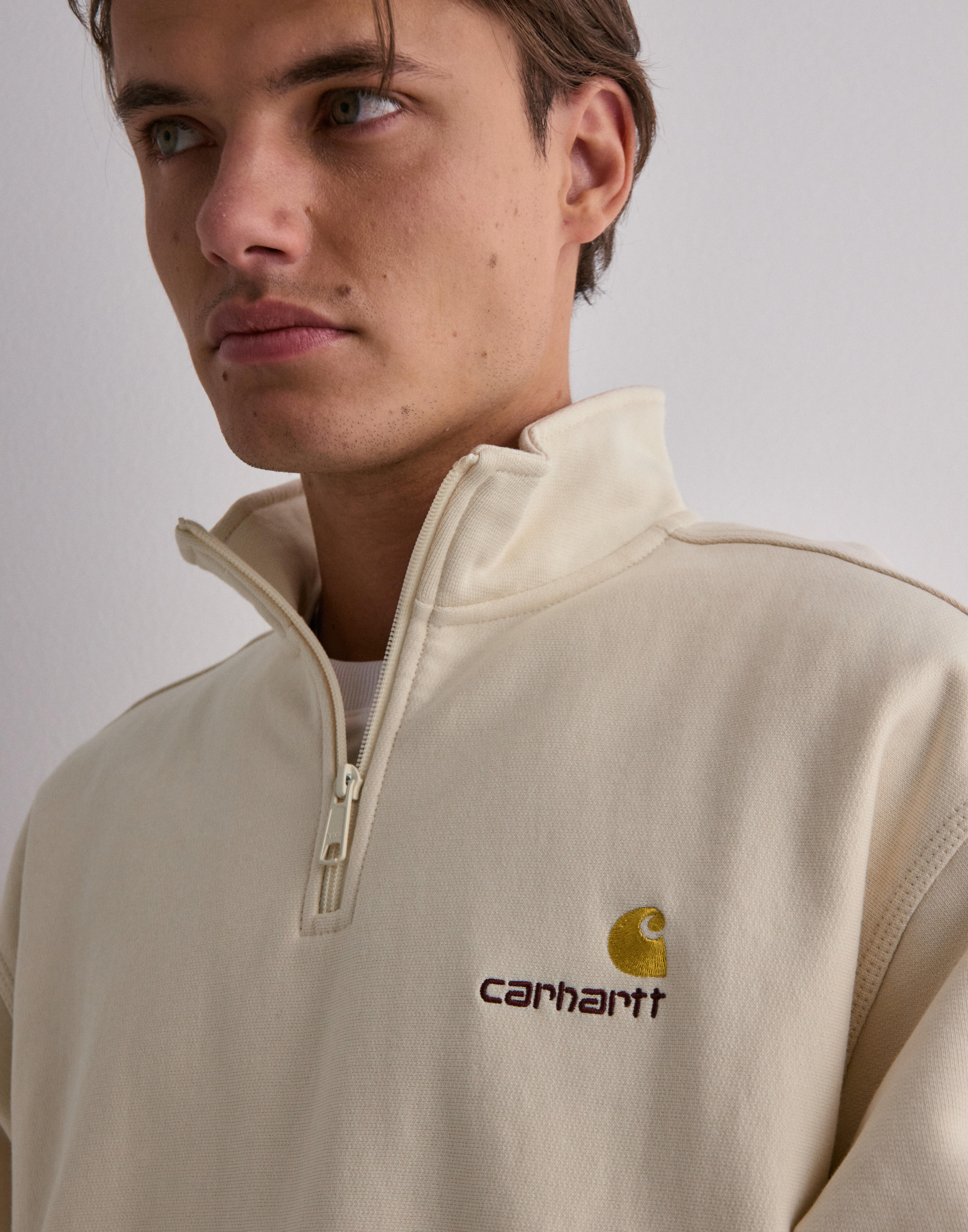 Buy Carhartt WIP Half Zip American Script Sweat - Natural | NLYMAN