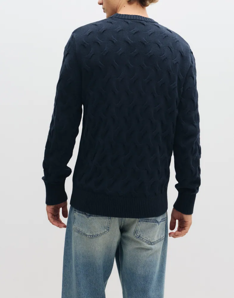Selected Men Slmcarlos Ls Cable Crew Neck Noos Stickade tröjor herr – bild 3