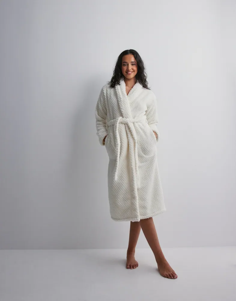 Buy Hunkemller Robe Long Sherpa Fleece - Snow White | Nelly.com