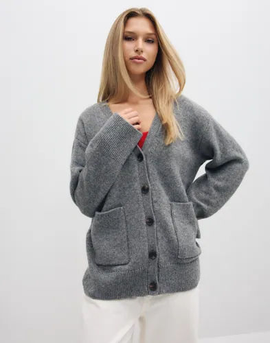 Vero Moda - Grå - Awcatalina Ls V-Neck Knit Cardigan