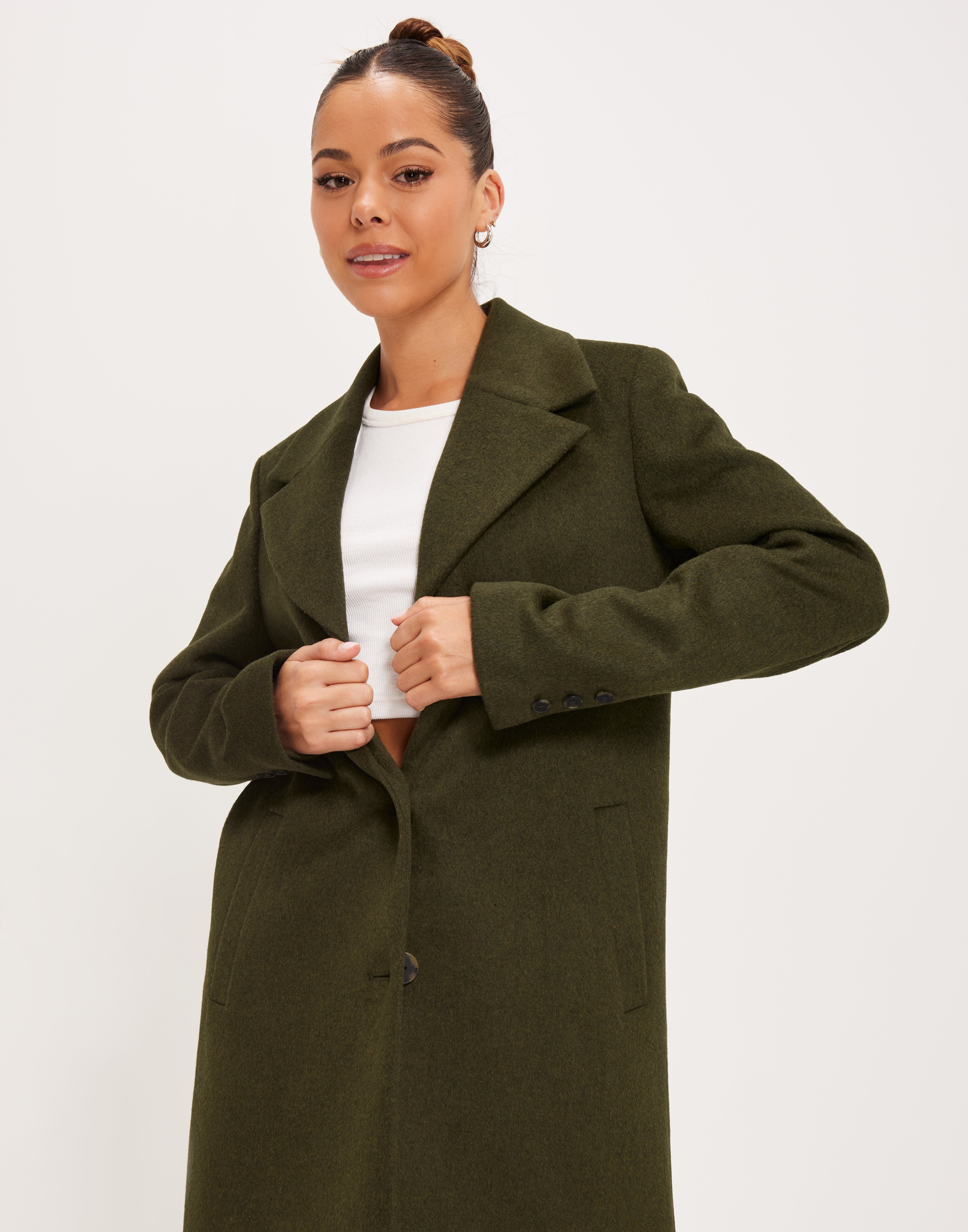 Buy Selected Femme SLFNEW SASJA WOOL COAT B NOOS Ivy Green Melange Nelly