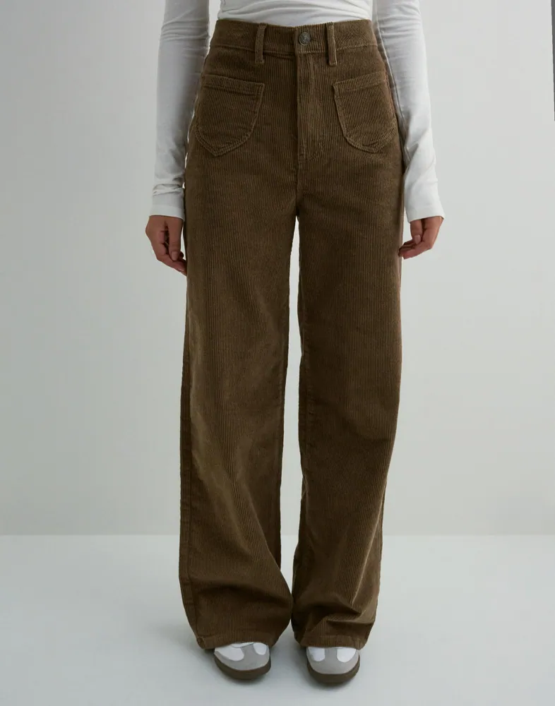 ONLY Dames Onlhope Global Ex Hw Wide Cord PNT Highwaisted, brede broek, havermout, 42W / 32L