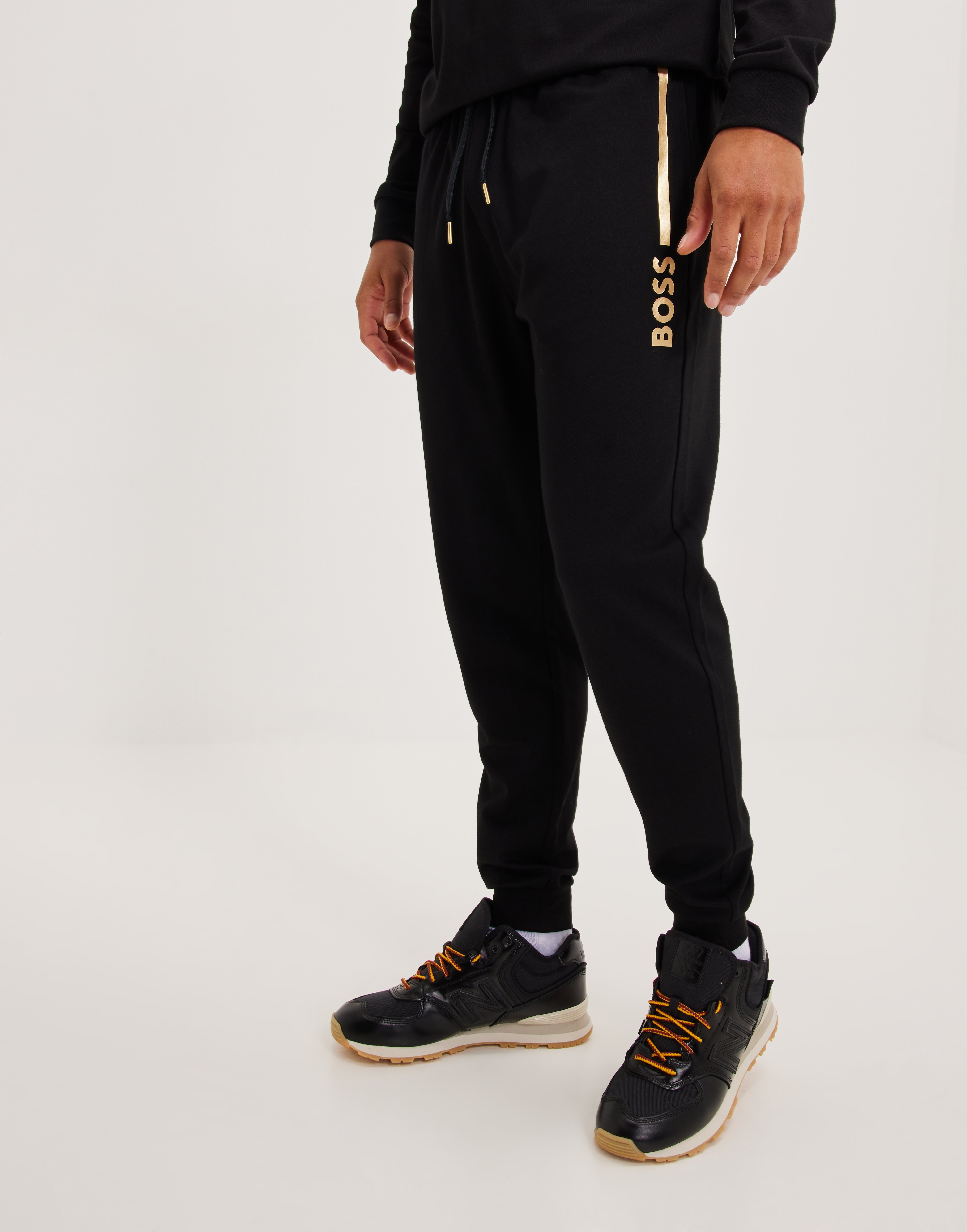 Hugo boss joggers black and gold sale