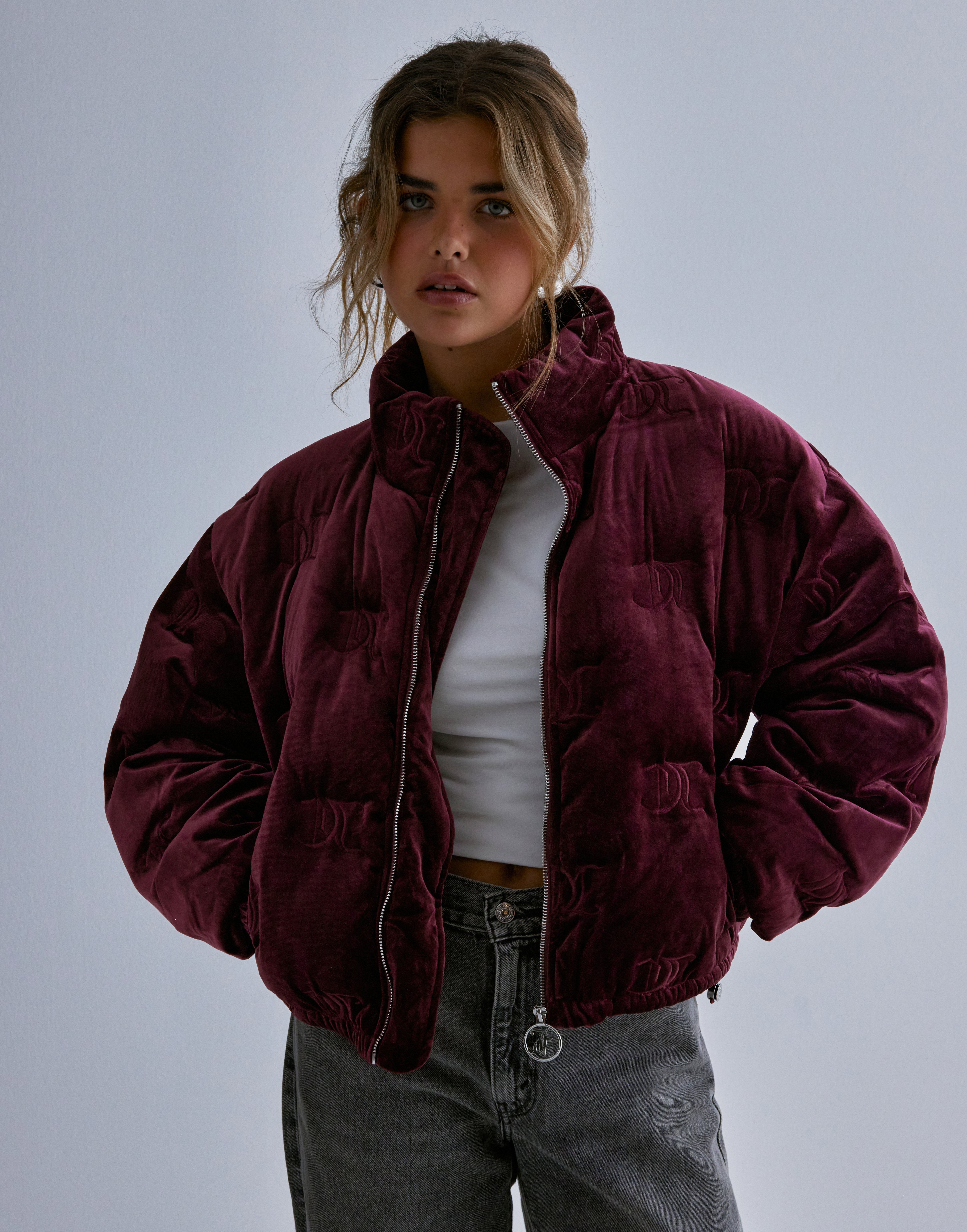 Buy Juicy Couture Madeline Mono Puffa Jacket - Tawny Port | Nelly.com