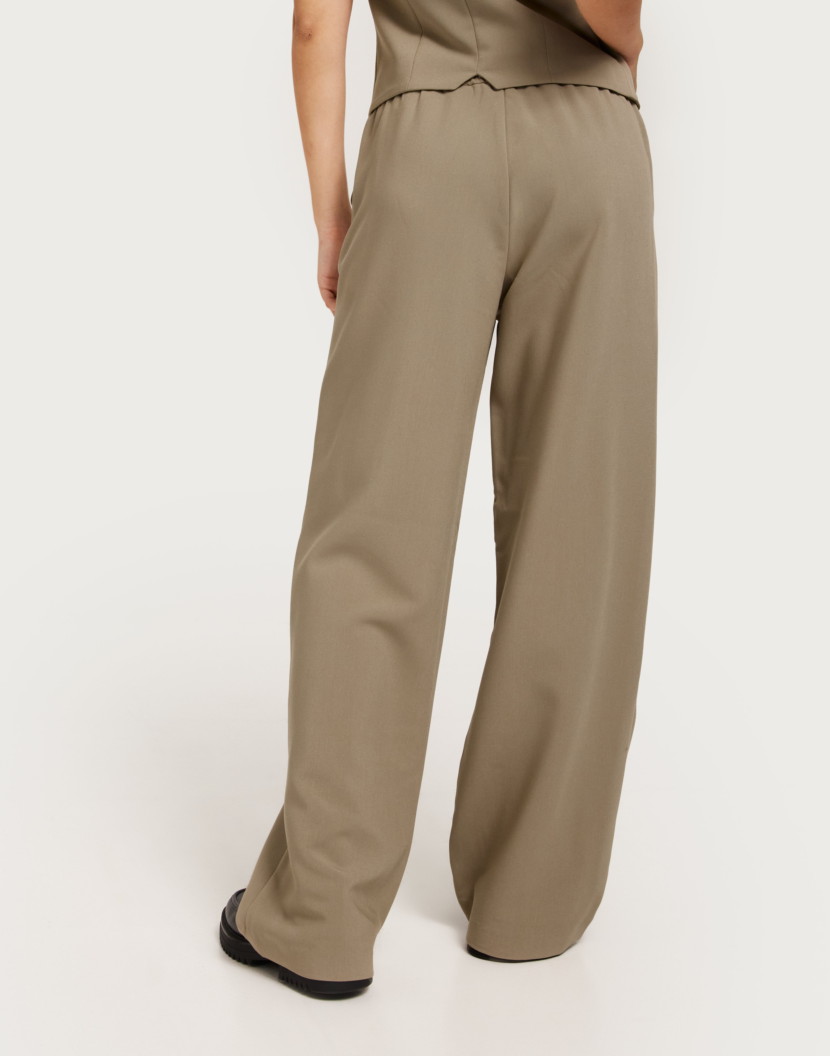 Only - Beige - Onlmilian Mw Wide Pull-Up Wo Pant C