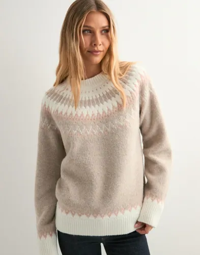 Nelly - Beige - Jacquard Knit Sweater