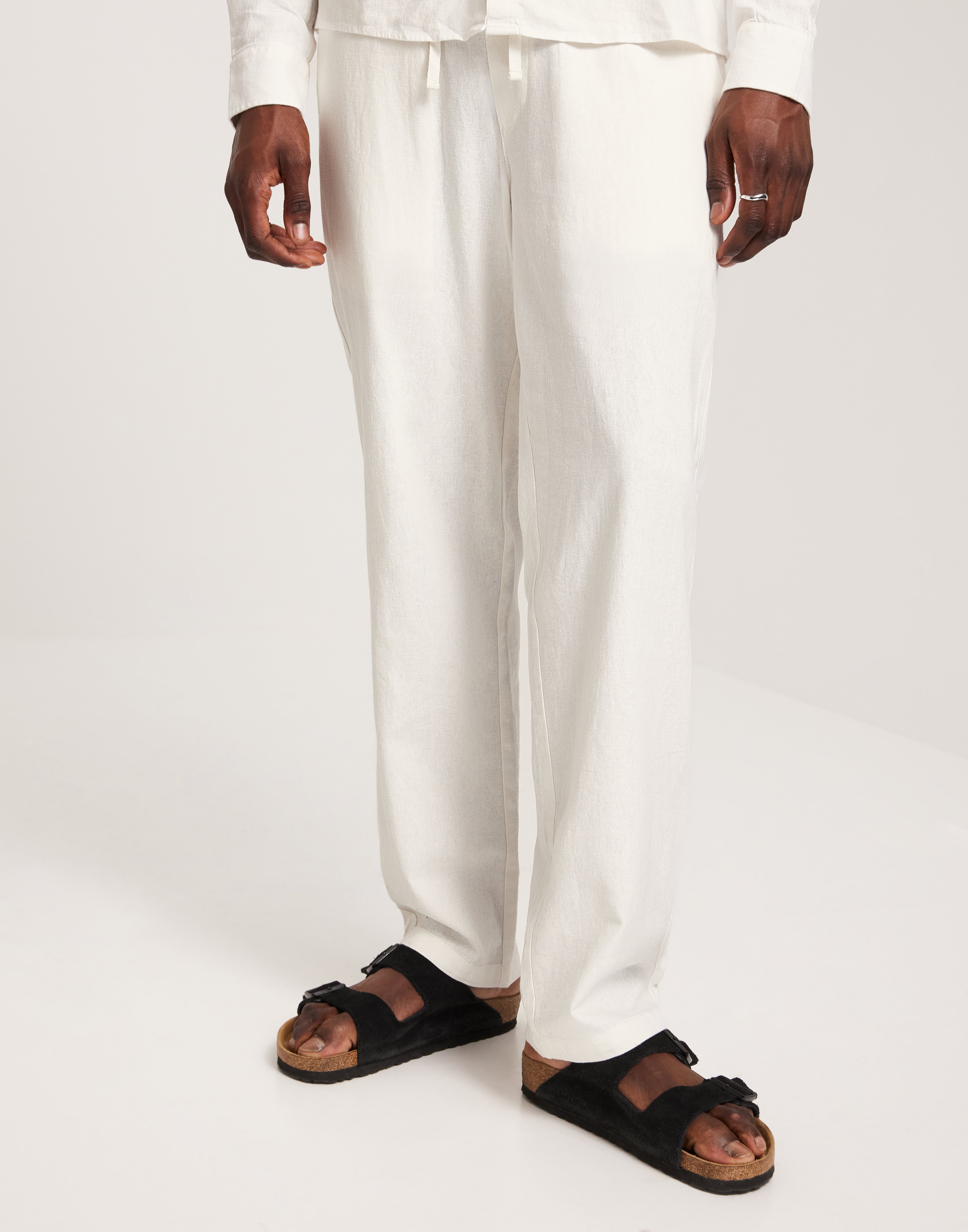 Solid SDAlann Allan Elasticated Linen Pants Hørbukser Hvid