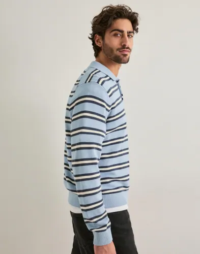 JACK & JONES Jorniagara Knit Stripe Polo Långärmad piké pikéer herr – bild 3