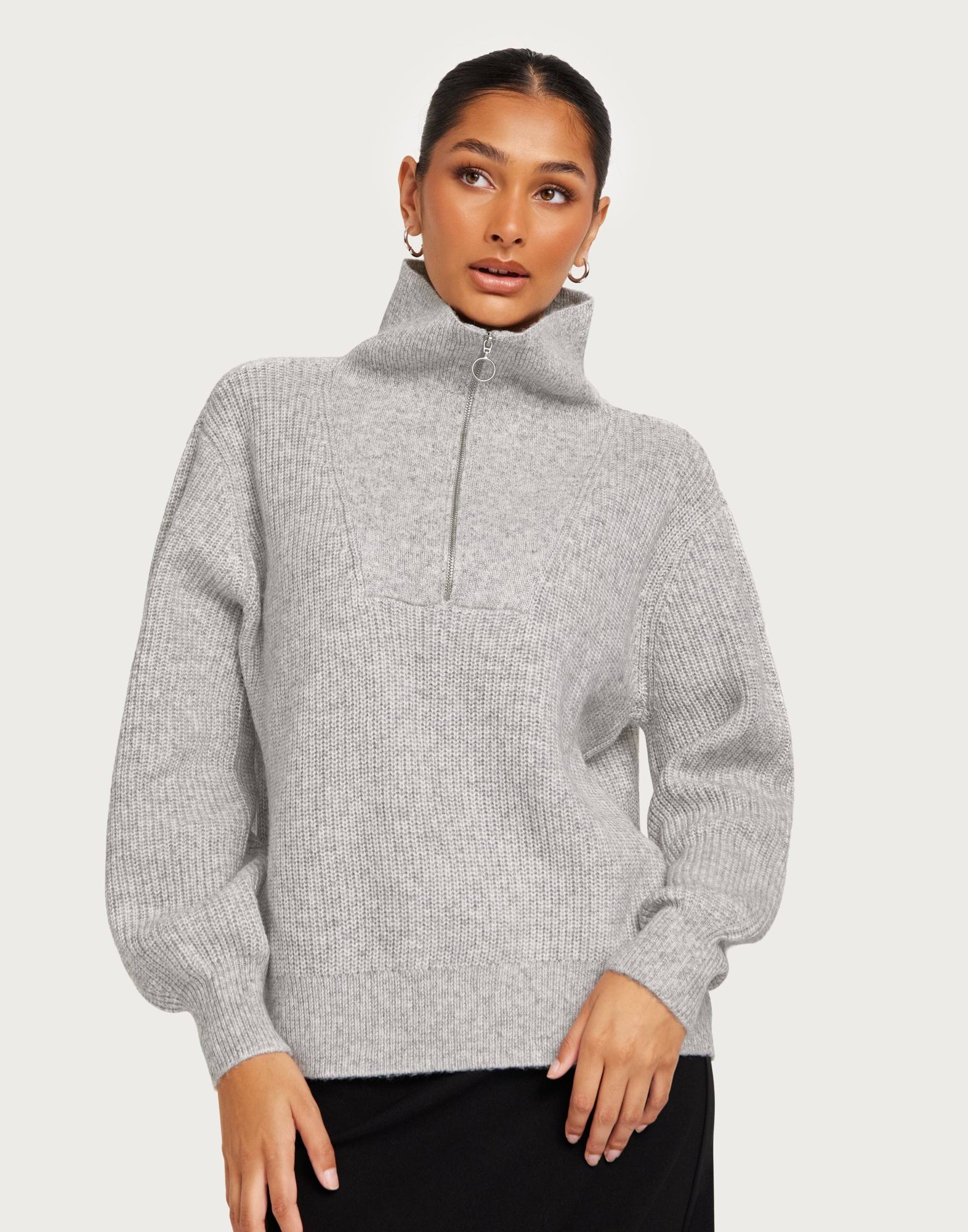 PCNARIA LS HALF ZIP KNIT BC