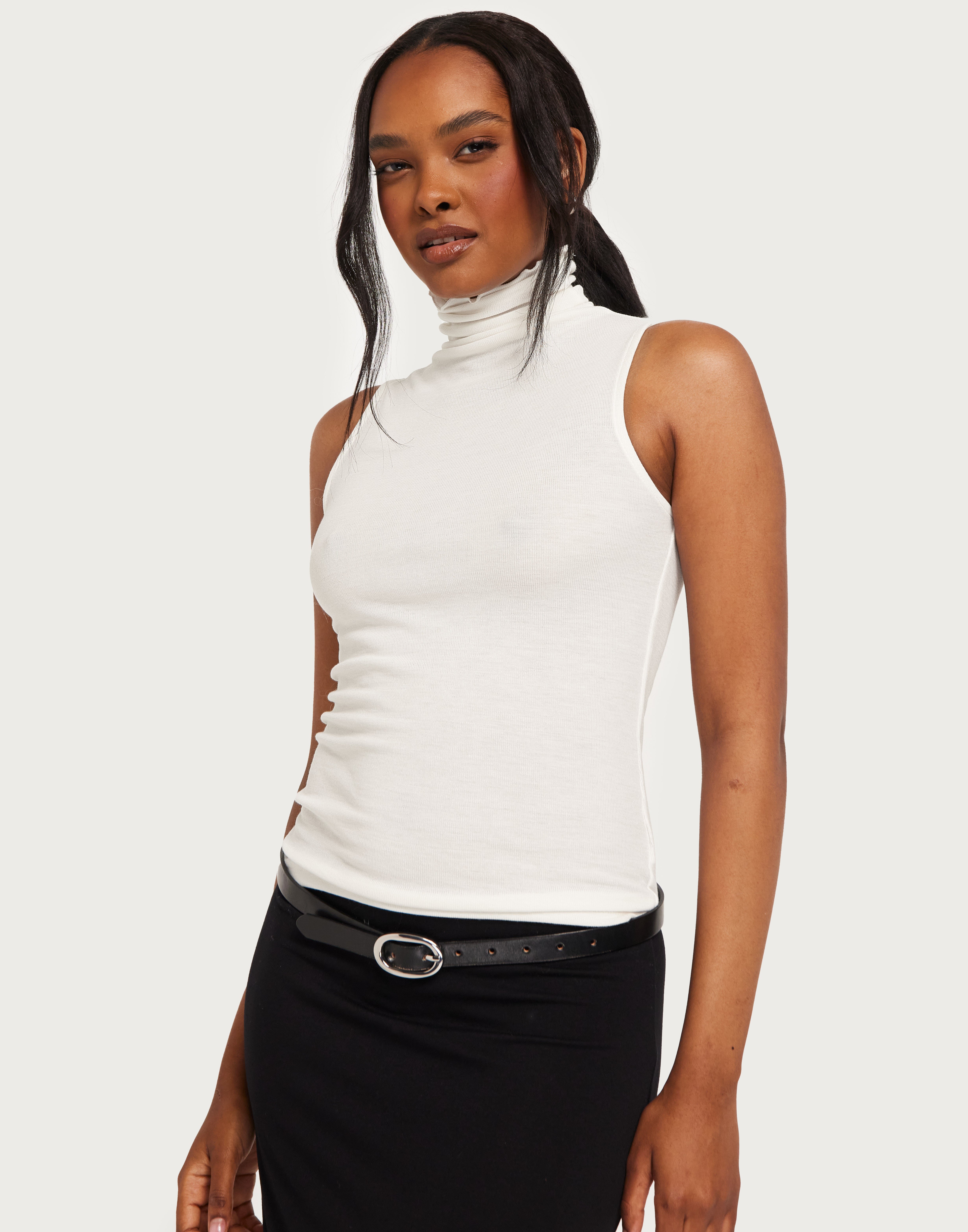 Soft Sleeveless Turtleneck Top